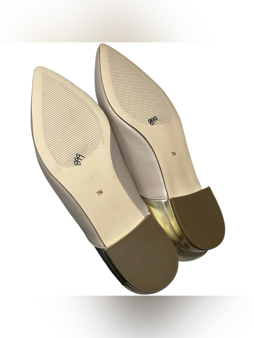 Talbots “Portia” Nude & Gold Metallic Back Nappa Leather Flats Women’s Size 7M - Picture 7 of 15